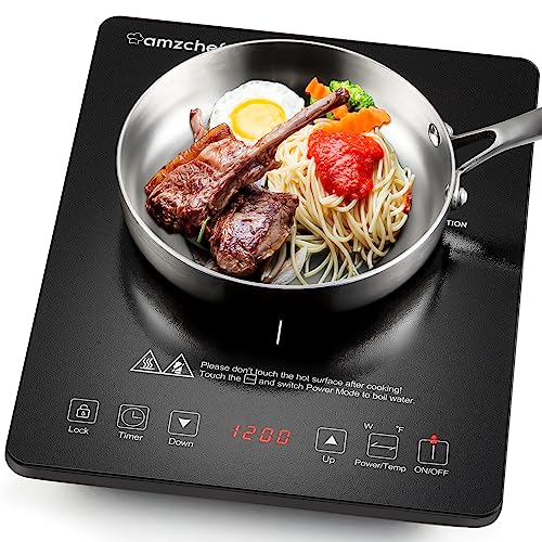 Portable Induction Cooktop AMZCHEF 1800W Induction Stove Burner with Ultra Thin Body, Low Noise