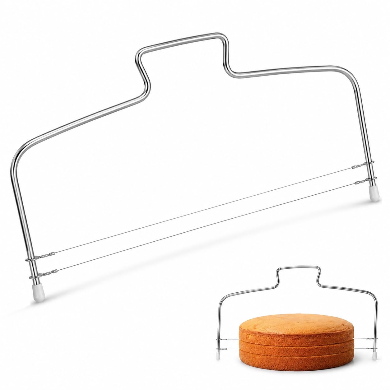 Coupe-Gâteau Réglable Professionnel 32 cm Acier Inoxydable Lyre Double Fil Trancheuse Précise