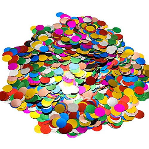 SIPRKAICT Multicolor Metallic Foil Confetti(0.59 inch) Round Dots Glitter Rainbow Table Confetti for Party Wedding Decorations,2.11 OZ per pack