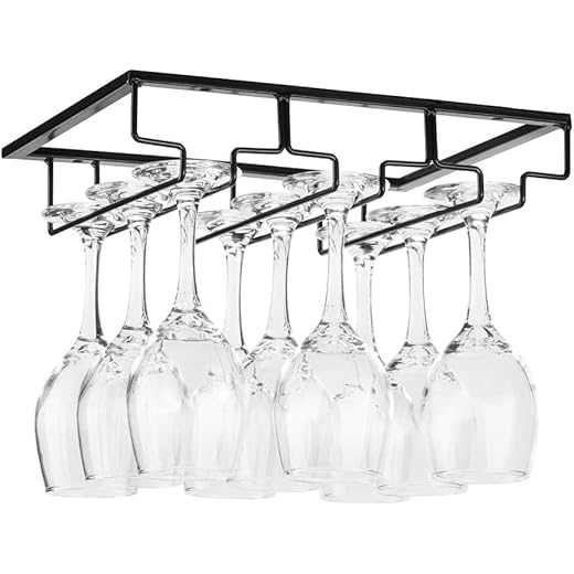 Acrylic Wine Glass Rack - Under Cabinet Organizer Black