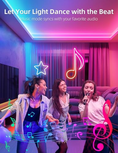 Image of Lamomo Led Strip Lights, 16.4Ft RGB Neon Led Lights for Bedroom, 12v App Control Music Sync Color Changing Rope Light Work with Alexa, Waterproof Flex Neon Sign for Indoor Decor（Without Power Adapter）