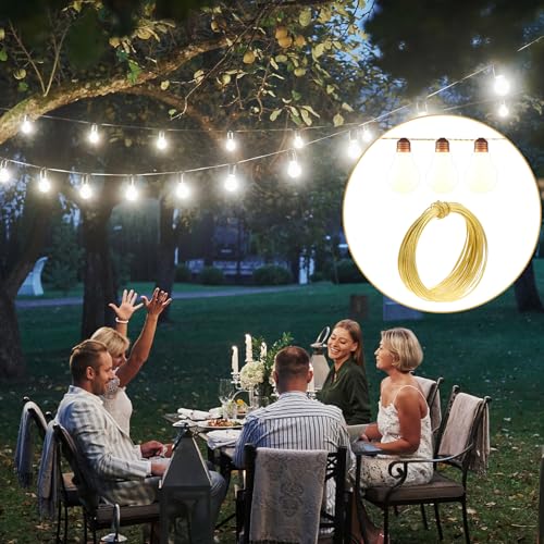 Image of JJUNW 32.5 Feet Picture Hanging Wire, Gold Wire Braces Wire Gold Floral Picture Frame Wire, Picture Wire Hanging Kit For Photo Frame Picture, Holiday Decor, Crafts, Mirror Supports Up To 35lbs(Golden)