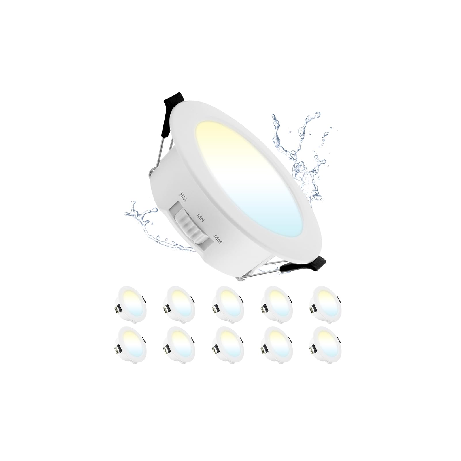 5W Ojo de buey led para techo, 3000K/4000K/6000K Blanco Cálido/Neutro/Frío, Downlight LED Techo Empotrable IP44 para Baño Cocina Sala de Estar Ø65-75mm Agujero, Pack de 10