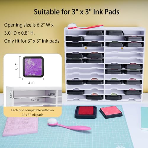 Image of Krafetto 26 Grids Ink Pad Storage Rack, Wall-mountable Stamp Pad Organizer Holder Compatible with 3 inch x 3 inch Ink Pads(Grid Size 6.2 inch W x 3 inch D x 0.8 inch H)
