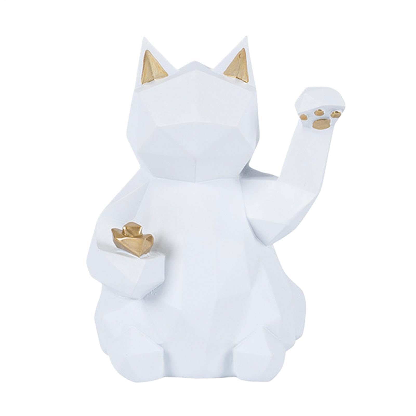 Statue de chat géométrique en résine pour la décoration de bureau