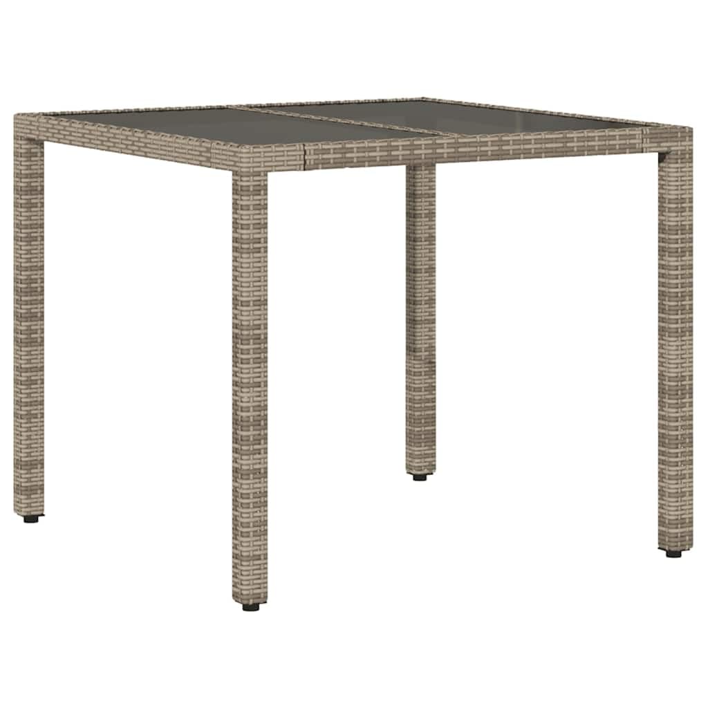 Generisch Gartentisch mit Glasplatte Grau 90x90x75 cm Poly Rattan,Möbel,Gartenmöbel,Gartentische-365526