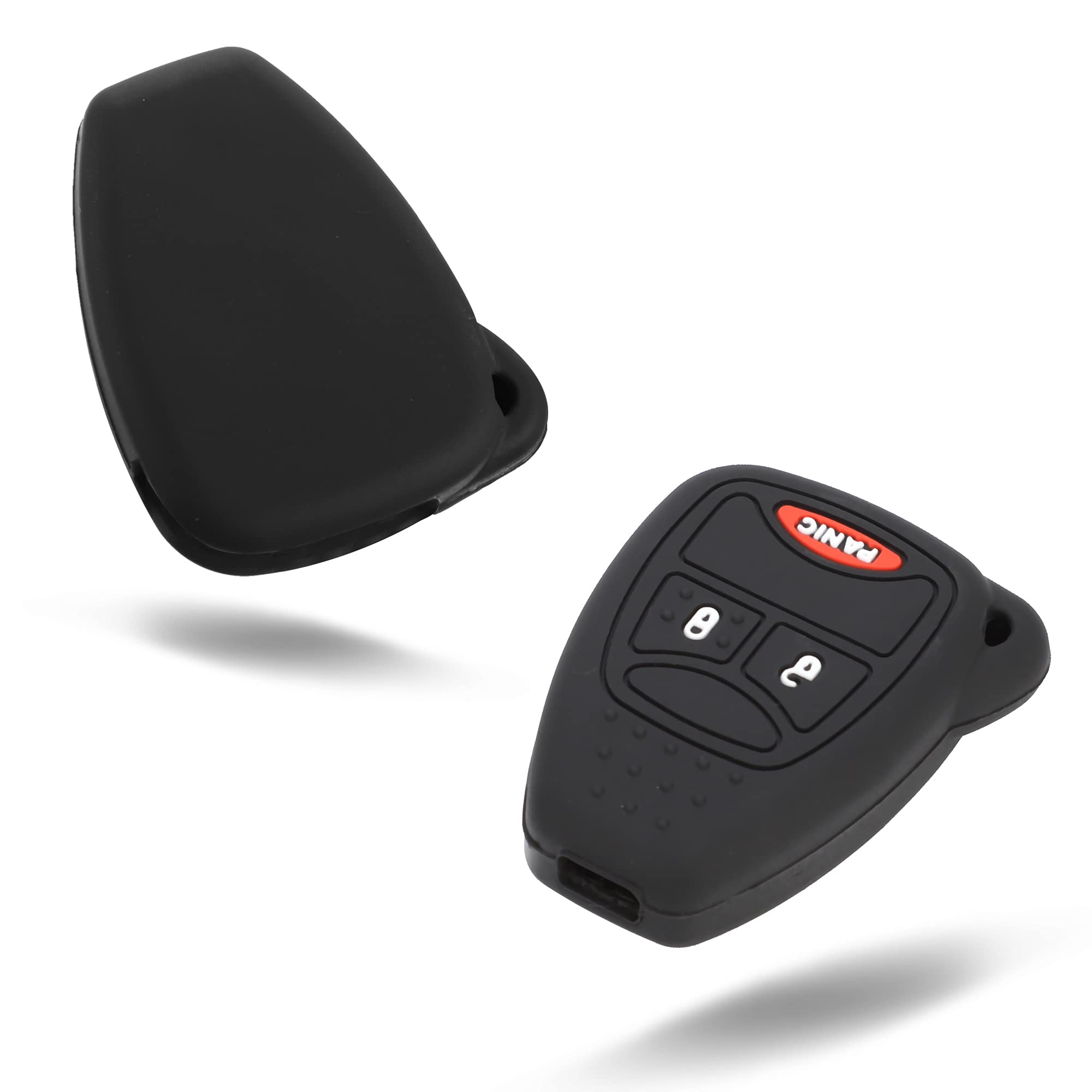 TOMALL 2Pcs Silicone Key Fob Cover 3 Buttons Compatible with Jeep Chrysler Dodge 2007-2018 Wrangler Flip Key Jacket — view 7