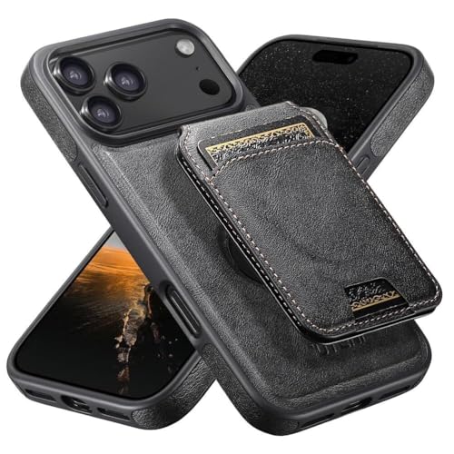Coque iPhone 17 Pro Max avec béquille intégrée et porte-cartes amovible noir