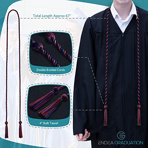 Image of Endea Graduation Single Honor Cord Three-Color (Royal Blue /Purple /Red)