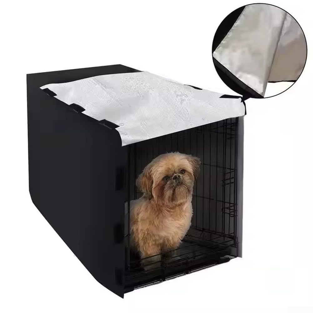 Funda impermeable para jaula de mascotas, protector de polvo Oxford 210D, resistente al viento, con malla enrollable para camping, viajes, patio (76 x 48 x 53 cm)