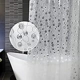 AooHome Plastic Long Shower Curtain Liner - EVA 3D Circle Pattern Design Bathroom Shower Curtain with Hooks, 5 Bottom Magnets, 10G Heavy Duty, Water Repellent, Semi Transparent, 72x78 Inch
