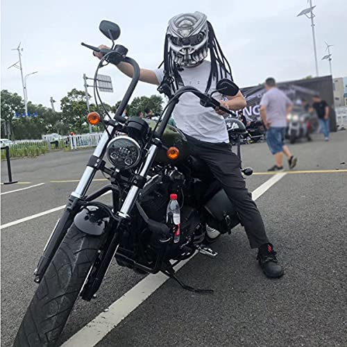 XINLIFE Motorcycle Helmet, Creative Predator Motorcycle Locomotive Full Face Helmet with Led Warning Lights and HD Anti-Fog Lenses for Outdoor Riding Or Club Parties, DOT Certified,Black b,XL