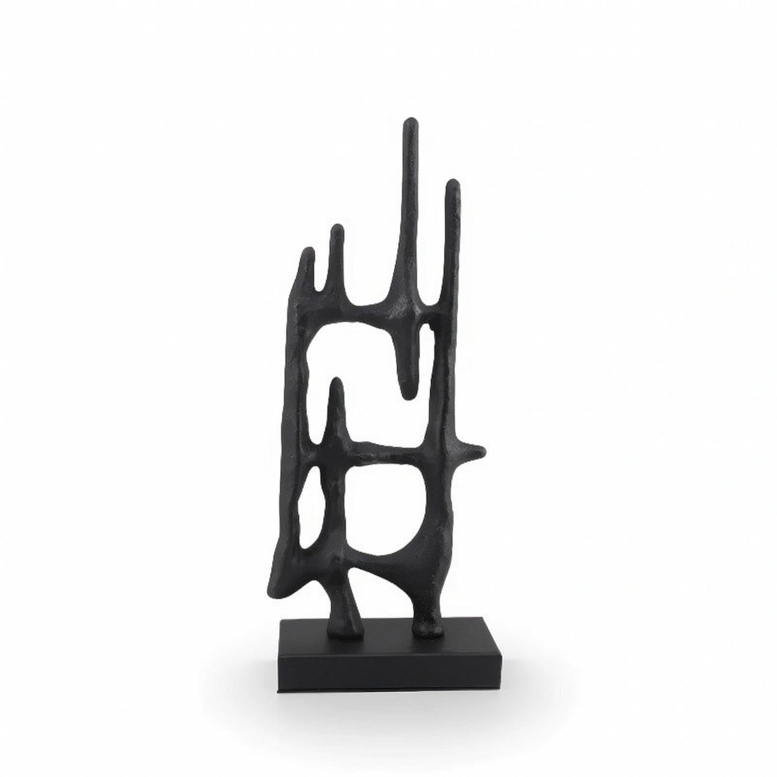 Metal Sculpture Geometric Sculpture with Rectangular Base Textured Abstract Statue for Home Stylists, Console Table, Living Room, Bookshelf 15-10-36cm a-image-41