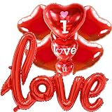 Red Heart Balloons, I Love You Balloon and LOVE Balloon for Romantic Anniversary Wedding Birthday Pa