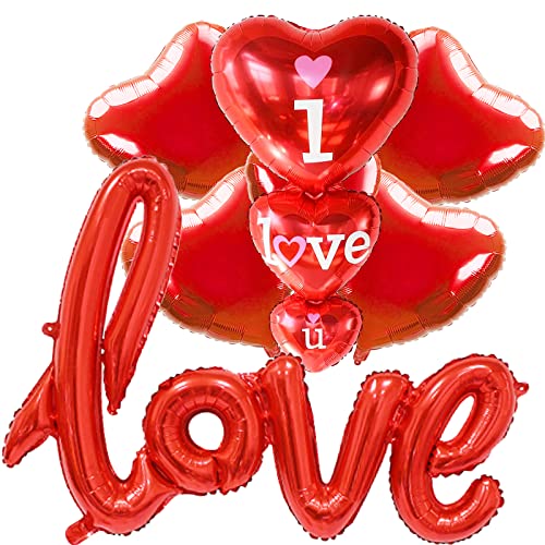 Red Heart Balloons, I Love You Balloon And Love Balloon For Romantic Anniversary Wedding Birthday Party Decorations #TOP4