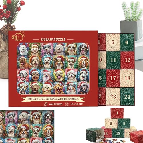 2025年 大人向け アドベント パズル - 2025年 ホリデー 24日間 1000ピース 玩具,クリスマス ジグソー パズル カウントダウン カレンダー | 男性、子供、パーティー、家族の集まり、エンターテインメント、祝賀、ホームオフィス向け