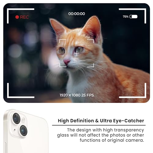 Image of ArmourPro Premium Camera Lens Protector Tempered Glass Compatible For iPhone 14 Plus and iPhone 14 Tough HD Individual Aluminum Alloy Rings 9H Camera Cover , Scratch-Resistant,Camera Lens Protection| Silver