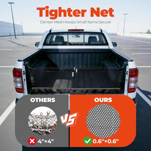 Image of 3-Layer Cargo Net for Ford Maverick 2022-2026, Zoned Storage Truck Bed Net | with Integrated Zippered Storage Bag, Heavy-Duty Cargo Organizer Netting for Camping, Trips & Everyday Use