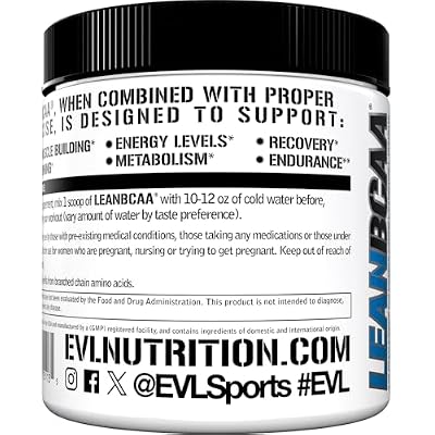 Evlution Stimulant Free Lean BCAA Powder Nutrition BCAAs Amino Acids Powder with CLA Carnitine and 2:1:1 Branched Chain Amino Acids Supports Muscle Recovery Fat Burn and Metabolism - Blue Raz