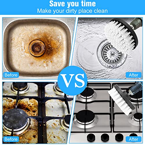 Drill Brush Attachment Power Scrubber Cleaning Kit Multi Purpose Drill Brush Set Drill Scrubber Brush Kit Cleaning Brushes For Drill Bathroom Surfaces Tub Grout Shower Kitchen (White, 6 Pcs) #TOP6