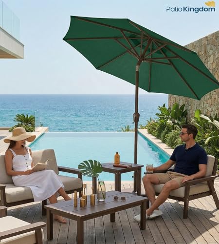 Sombrilla de patio de 10 pies resistente al viento con protección UV para mesa 5