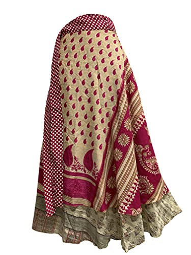 JK Indian Magic Bohemian Gypsy Silk Reversible Wrap-Around Long Skirt
