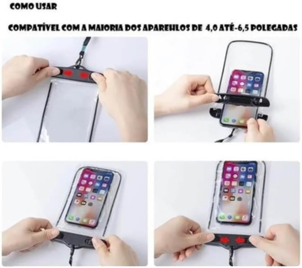 Kit 2 Capas Para Celular Universal A Prova D'Água Impermeável Até 6.5 Polegadas Ideal para Chuva e Shows