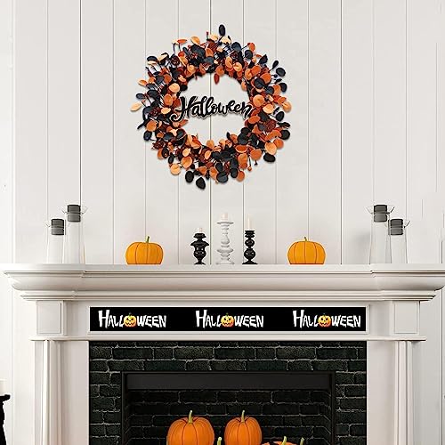 Halloween Wreaths for Front Door,22 inch Pumpkin Wreath Fall Decorations for Home with Wood Pumpkins Thanksgiving Decorations with Glitter Sign