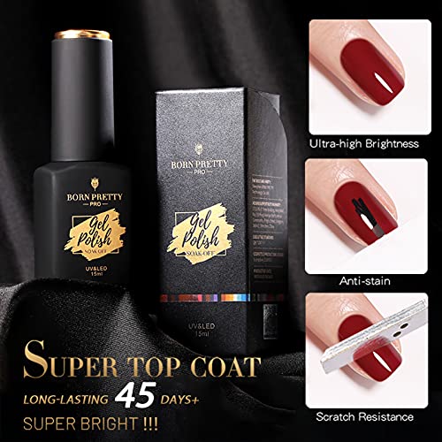 Born Pretty Base Top Coat No Wipe Gel Top Coat Not Chip Or Peel Shine Finish And Long Lasting Base And Top Coat Combo,One Base Gel,One Glossy Top Coat 15Ml 2Pcs #TOP2