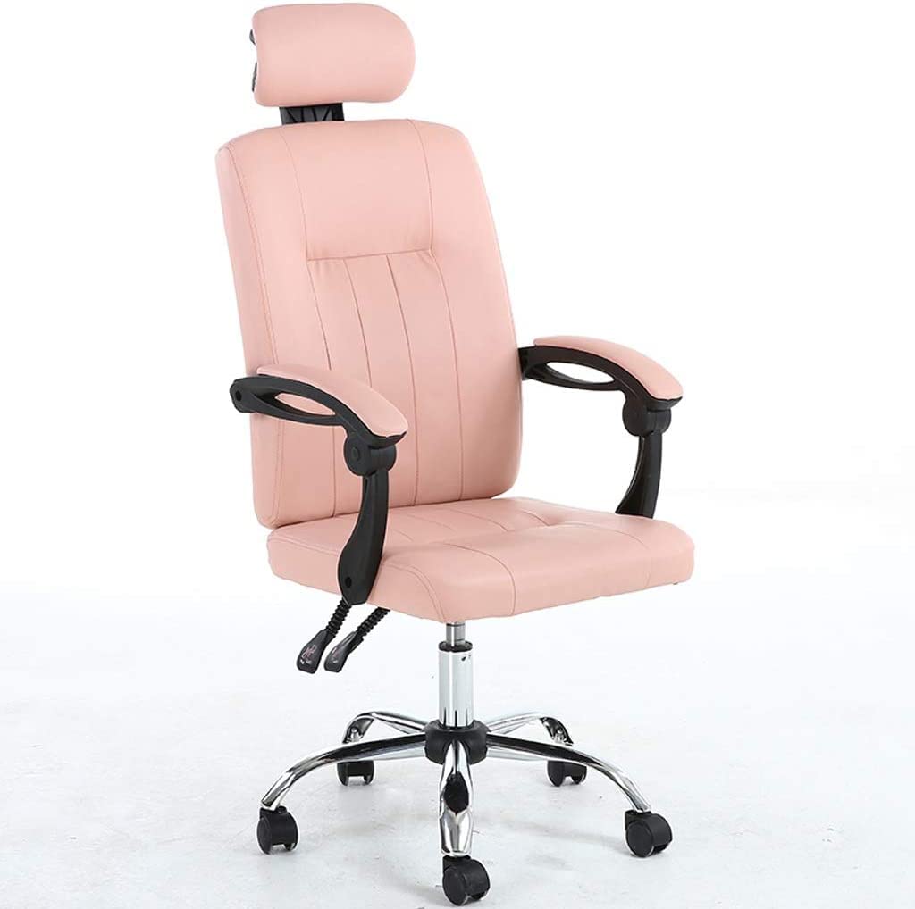WDSOPK Ergonomic High Back Desk Chair with Adjustable Height Tilt Function and Firm Seat Cushion Comfortable Managerial Chair(Pink-A)