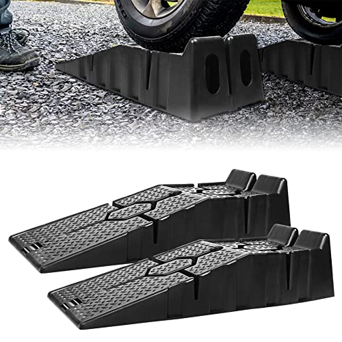 Froadp Lot de 2 rampes de chargement antidérapantes en plastique pour Caravane VTT Garage Atelier Réparation et Entretien de Voiture Capacité de charge maximale de 2500 kg par paire (90x31x22,5cm)