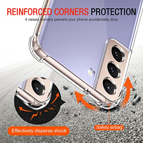 Image of Lustree Back Cover Transparent Case Compatible with Samsung Galaxy S22 Plus | Clear + TPU Case with 4 Corner Air Cushion Protection & Camera Protection | Slim& Stylus Cover