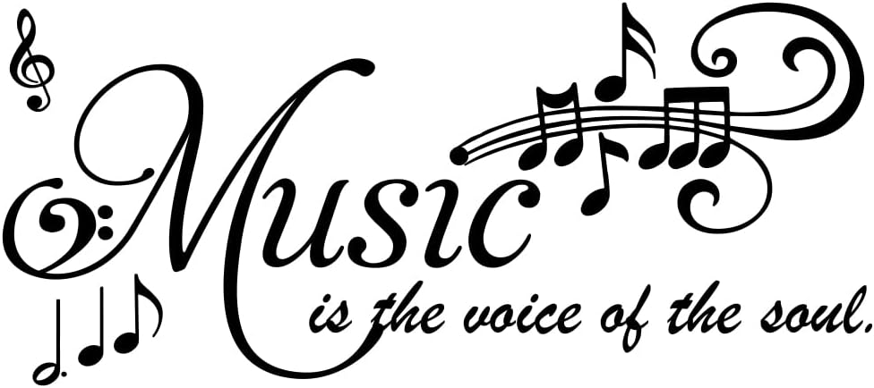 Music is The Voice of The Soul Vinyl Wall Art Decals Lettering Quotes Music Symbols Sayings for Music & Dance Room