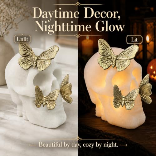 LFLKPY Halloween Skull Decor with LED Glow, Gothic Resin Skull Statue - image 4