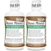 Vital Earth Minerals Humic Minerals 2-Pack Fulvic Acid Supplement with 70+ Trace Minerals, Electrolytes for Recovery & Balance, 32 Oz Ea + 1 Oz Cup