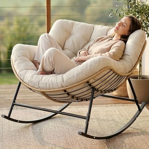 SWITTE Oversized Rocking Papasan Chair