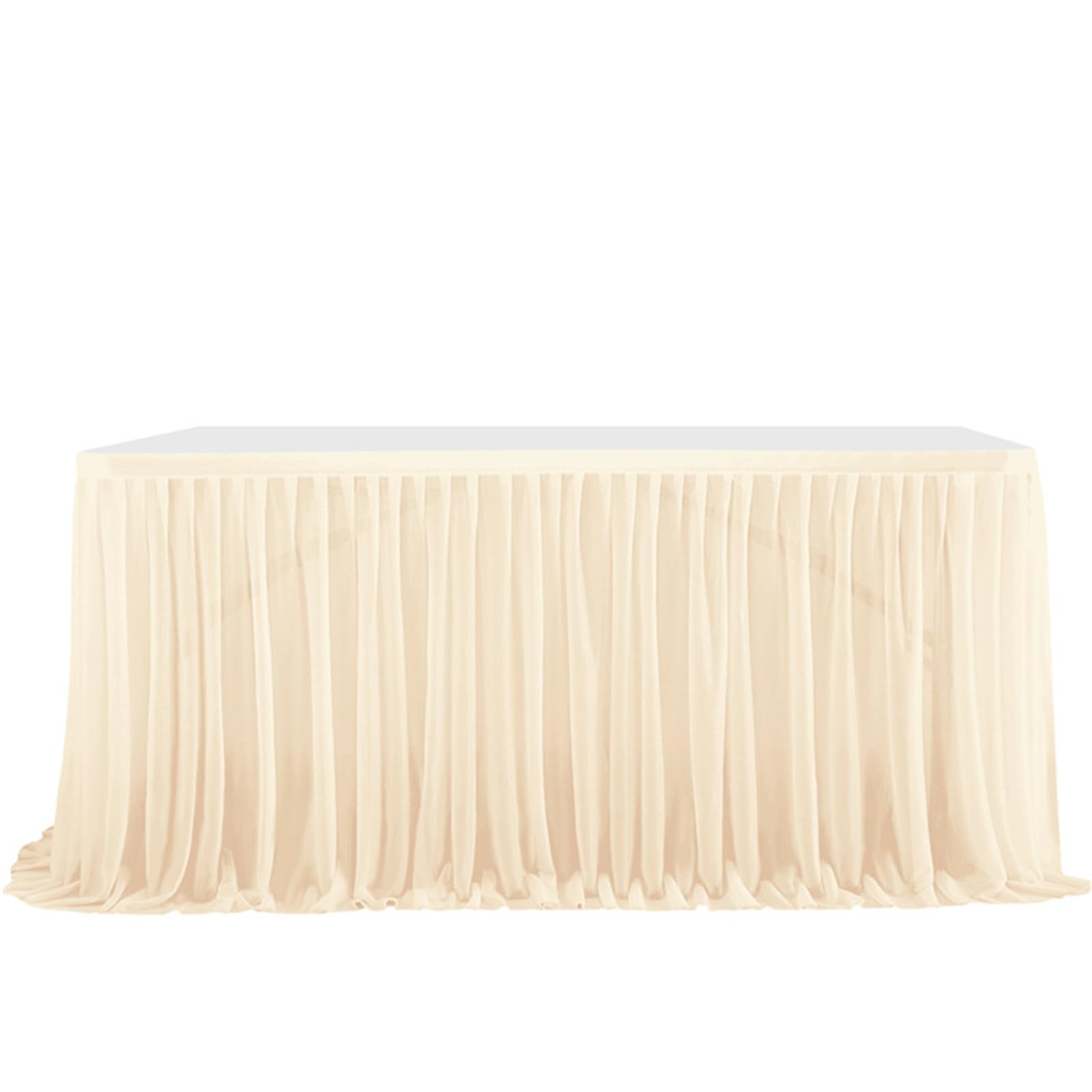 Highdi Tulle Table Skirt for Parties Rectangular Table, Fluffy Tulle Desk Gauze for Wedding Parties Birthday Parties and Home Cake Table Décor (6FT/183x77cm,Champagne)