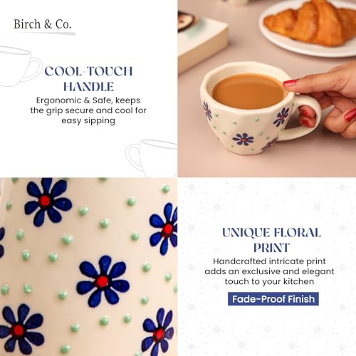 Image of Cups & Mugs - Coffee Mugs Set of 2 - Tea Cup - Ceramic Coffee Cup, Elegant Gift Pack, Microwave and Dishwasher Safe, Stylish Modern Design for Home & Office,BlueBrew Cup