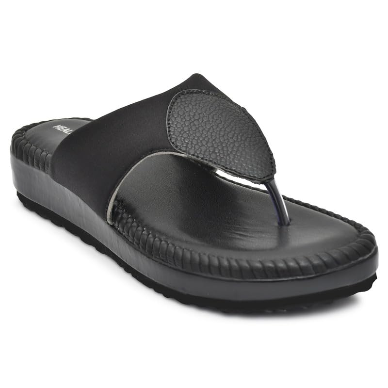 HEALTH FIT Super Extra Soft Ortho Care Anti-Skid Doubleu Flip-Flops for women Slippers/Doctor Chappal & Footwear HF333 BK UK-9 (B0CYTCLCPX) Amazon Price History, Amazon Price Tracker