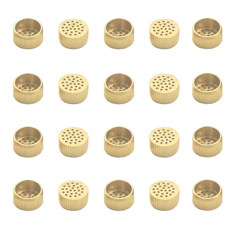 Jaiyniyadakata Gold Tone 20Pcs Hardware Mould Parts Brass Point Hole Core Box Vent, Height 6Mm/ 0.24Inch,Round Ventilation Granules Mould, Eyelet Ventilation Valve,Honeycomb Type Air Release Vent (Diameter 10Mm/0.4Inch)