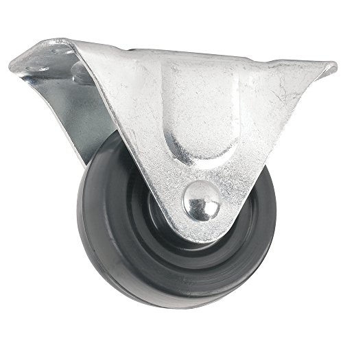 Heavy Duty Rubber Caster Wheel with Rigid Non-Swivel Top Plate - 3-Inch - 225 lb. Load Capacity