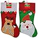 Christmas House Set of 6 Pack Felt Christmas Character Stockings with Pom-Pom Embellishments, 18 inch