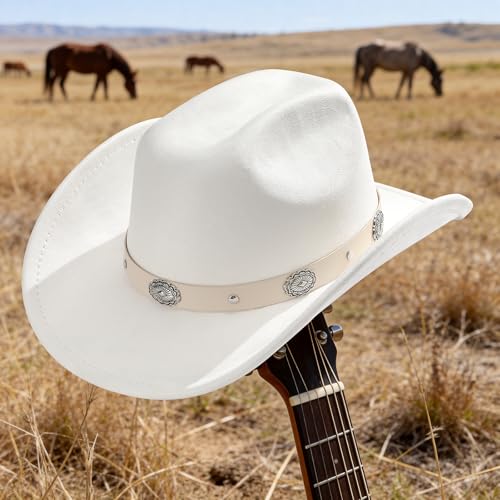 Image of Cowboy Hat for Men Women Suede Western Leather Cowgirl Hats Uniex Hat