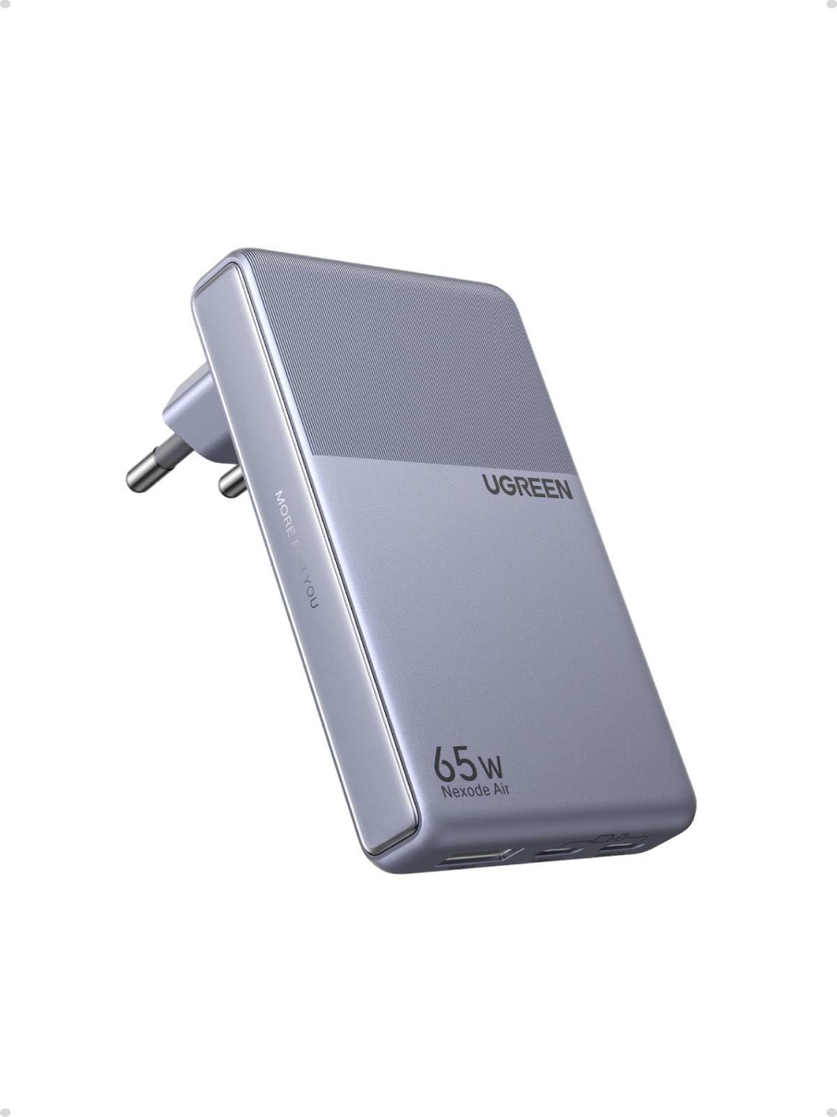 UGREEN Nexode Air 65W Caricatore Ultra Sottile Adattatore Caricabatteria | 3 Porte PD 3.0 PPS 25W Compatibile con iPhone 17 Pro Max Air 16 15 14 13 Galaxy S26 25 24 Pixel 10 Pro iPad Steam Deck