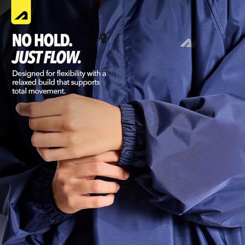 Image of Boldfit Rain Coat Poncho for Men & Women Waterproof Unisex Full Length Poncho, Top Easy Adjustable, Waterproof Outdoor Rainwear- Navy, OneSize