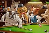 FDerks Jigsaw Puzzles 1000 Pieces Dogs Playing Pool Billiards for Adults, Family, Wildlife, Educational & Fun Floor Puzzle