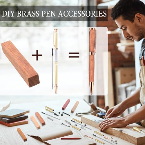 colarr 10 sets woodturning pen kits project supplies including 7mm slimline pen kits with refill and pen blanks lumber for lathe turning starter package diy crafts