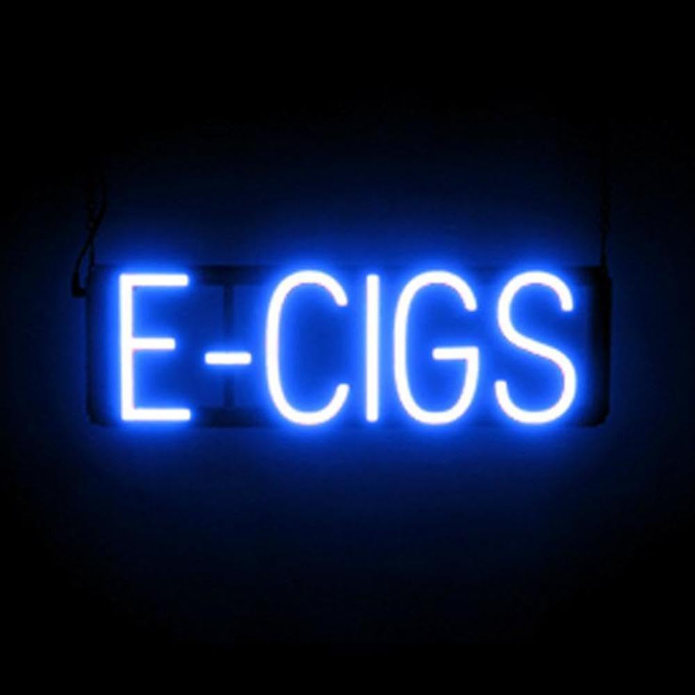 SpellBrite LED Neon E-CIGS Sign for Business - Blue, 20" x 6"