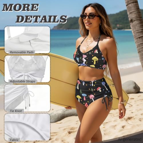 Traje de baño de 2 piezas Plum Skull Bloom biquini estampado floral playa 5