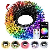 echosari Christmas String Lights, 200 LED 66Ft Color Changing Smart String Lights with App, Music Sync for Bedroom Party Trees Decor (Dark Green Wire)